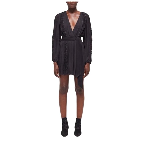 The Kooples Black Lace Detailed Dress Elegant Long Sleeves MSRP $415 - Picture 2 of 14